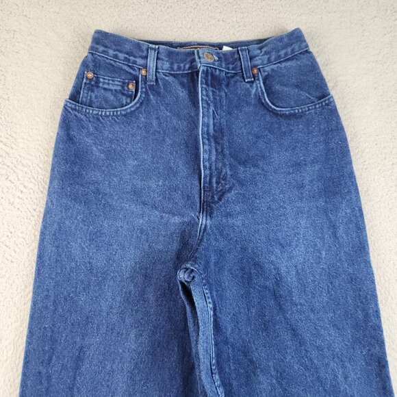 Womens 7/8 Misses Relaxed Fit Jeans Tapered Leg Blue 90's Dark Wash Cotton Denim - Picture 7 of 13